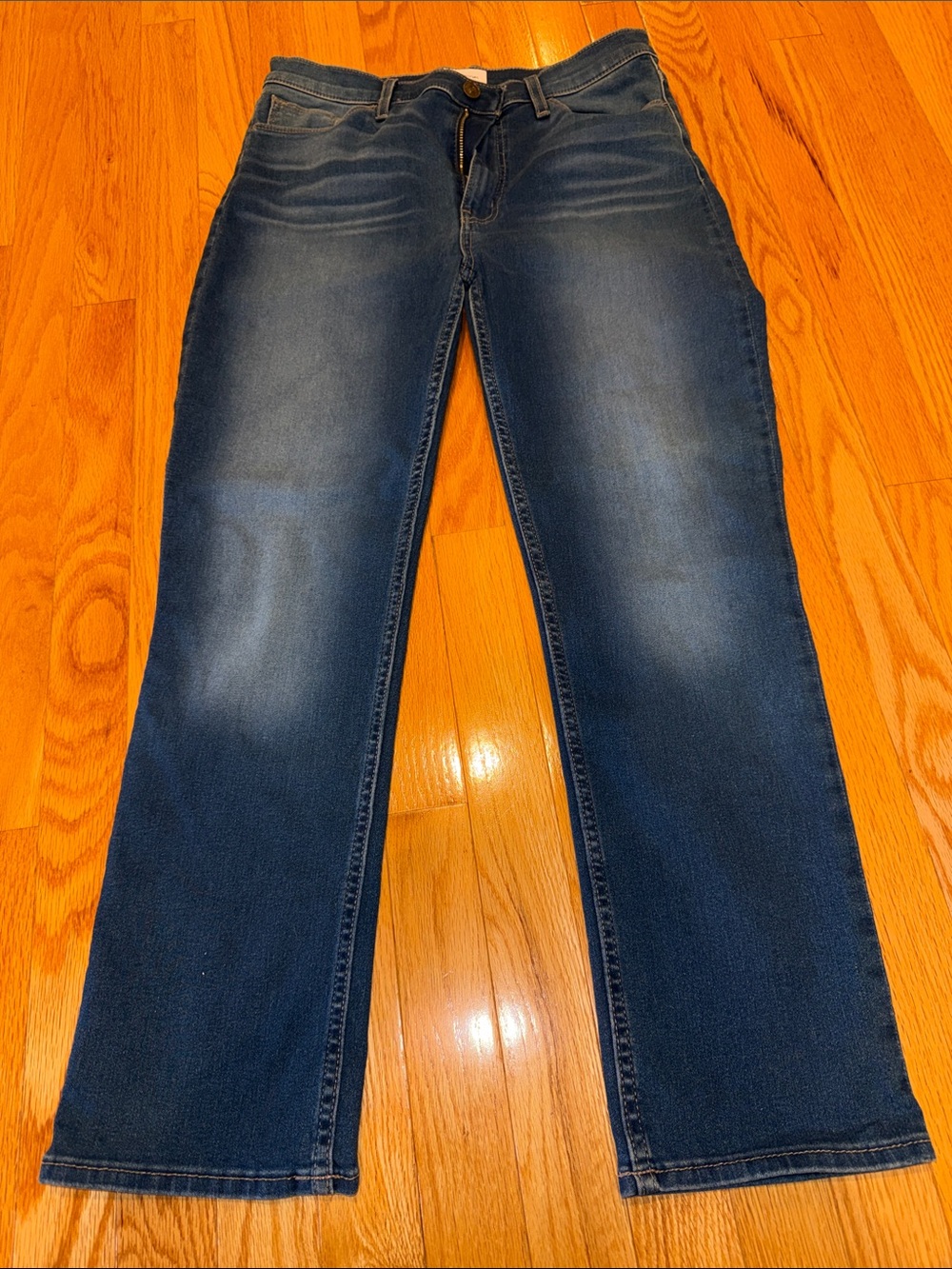 Hudson Jeans High-Rise Straight-Leg Jeans in Dark Blue Wash